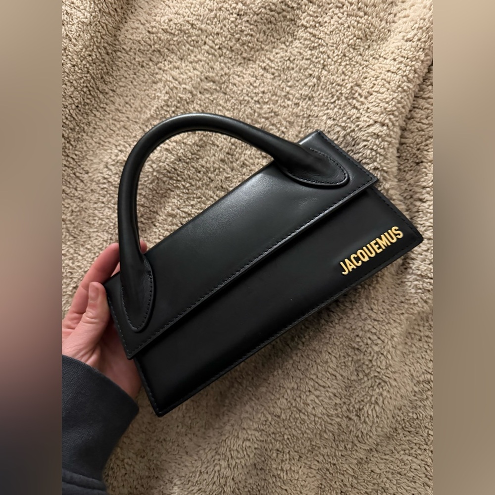 Jacquemus Black Clutch with Gold Logo